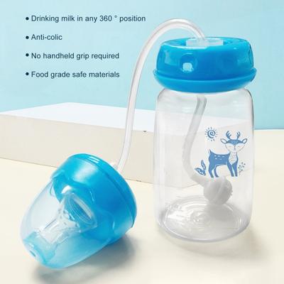 Mamadeira com Padrão de Ondas Mamadeira Bico de Silicone 150ml Mamadeira Ergonômica para Alimentação Mãos Livres