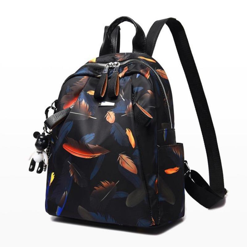 1Pc Feather Butterfly Print Backpack Female Oxford Cloth Waterproof Travel Casual Schoolbag Brand Ladies Large Capacity Backpack for Teenagers
