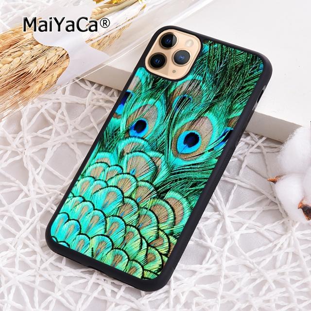 MaiYaCa Turquoise Stone Flora Peacock Feather Phone Case For iPhone 17 Air 16 pro max 15 14 plus 12 13 Cover coque