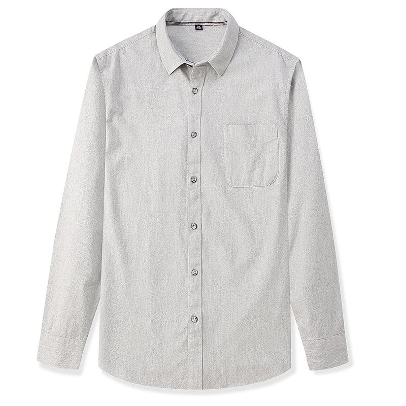 

Men s Light Gray Linen Blend Long Sleeve Button Shirt - Oversized Casual Pocket Shirt S светло-серый