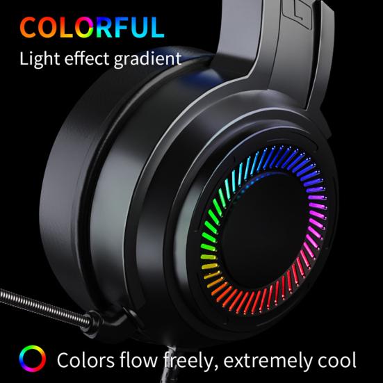 G60 Wired Headphone Bass Colorful Lights 3.5mm 7.1 Surround Sound Gaming Headset with Mic for Gamer