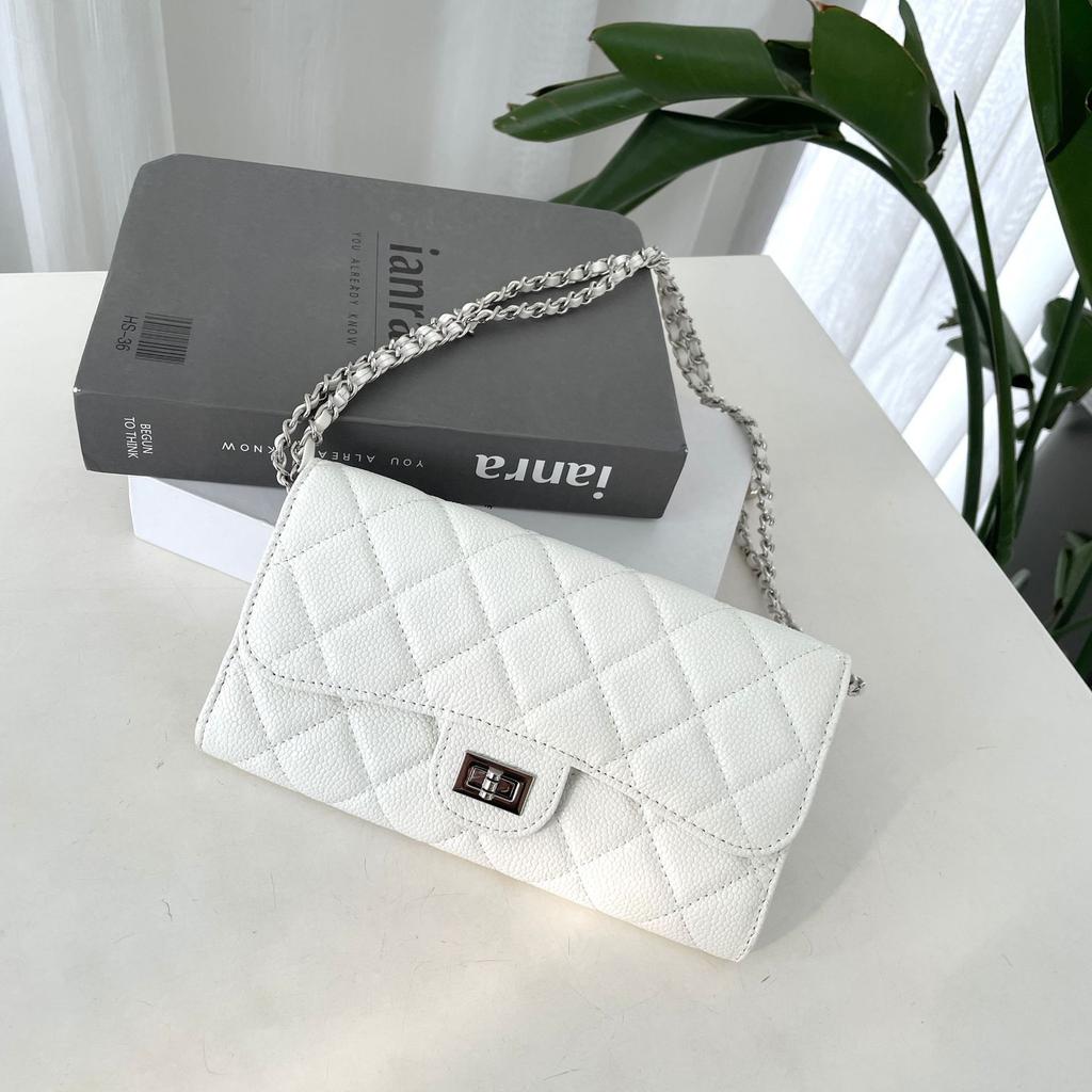 Xiaoxiangfeng Versatile Mini Square Bag Caviar Premium Black Mobile Phone Bag One Shoulder Crossbody Rhombus Chain Bag