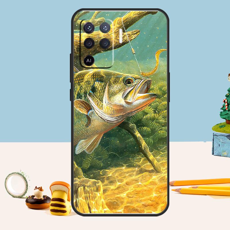 Bass Fishing Case For Oppo A54 A74 A94 A80 A60 A40 A18 A38 A58 A78 A98 A96 A76 A16 A15 A17 A57 A5 A6 Pro