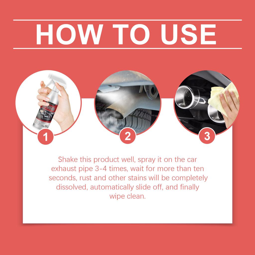 120ml Car Motorcycle Automobile Exhaust Pipe Car Exhaust Cleaner Spray - Heavy-Duty Degreaser & Rust Remover for Tailpipes