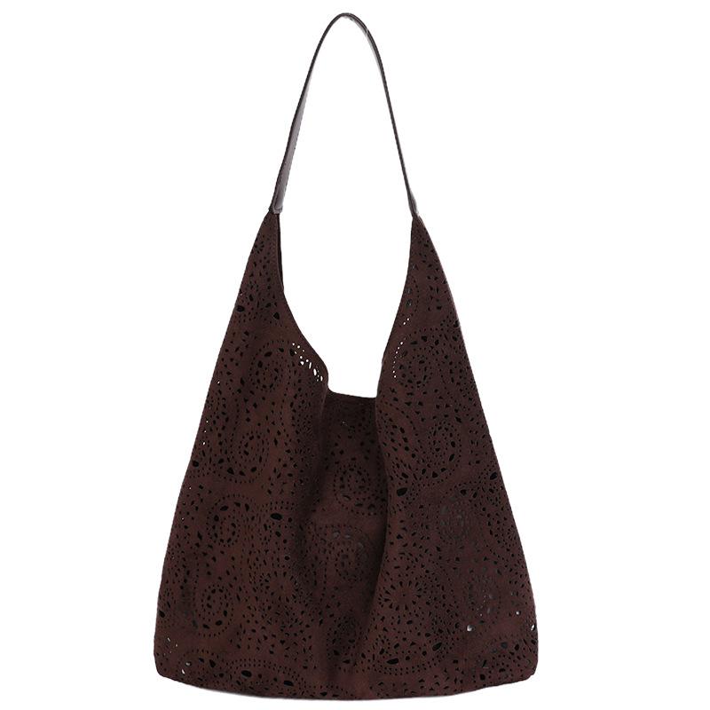 

Underarm Bag, Large-capacity Single-shoulder Bag, Hollowed-out Versatile Commuter Casual Tote Bag кавовий