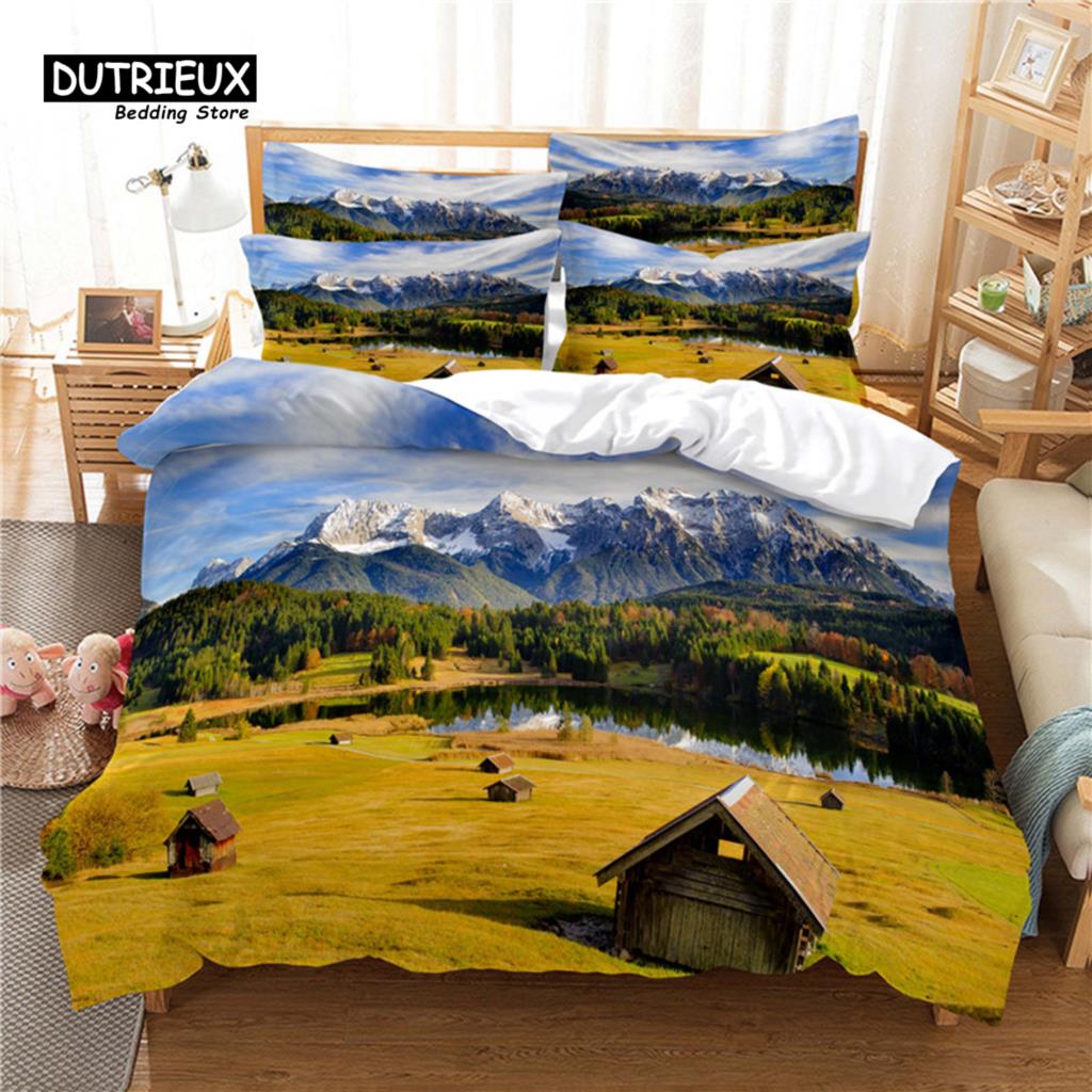 Beautiful  Scenery Bedding Set, 3Pcs Duvet Cover Set, Soft Comfortable Breathable Duvet Cover, For Bedroom Guest Room Decor