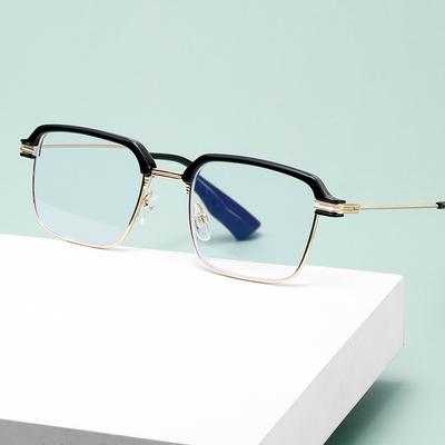 Modische quadratische Lesebrille für Damen und Herren, Metallrahmen mit Blaulichtfilter, Altersweitsichtbrille, Computerbrille, +1,0 bis +4,0