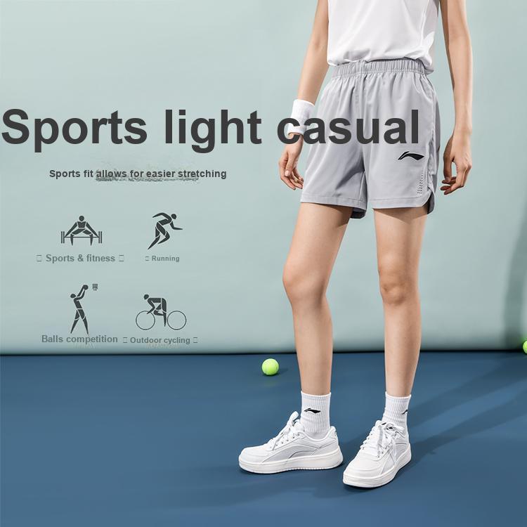Li Ning Badminton Series Breathable Lightweight Casual Shorts Women Shorts Gray AAPU170-2