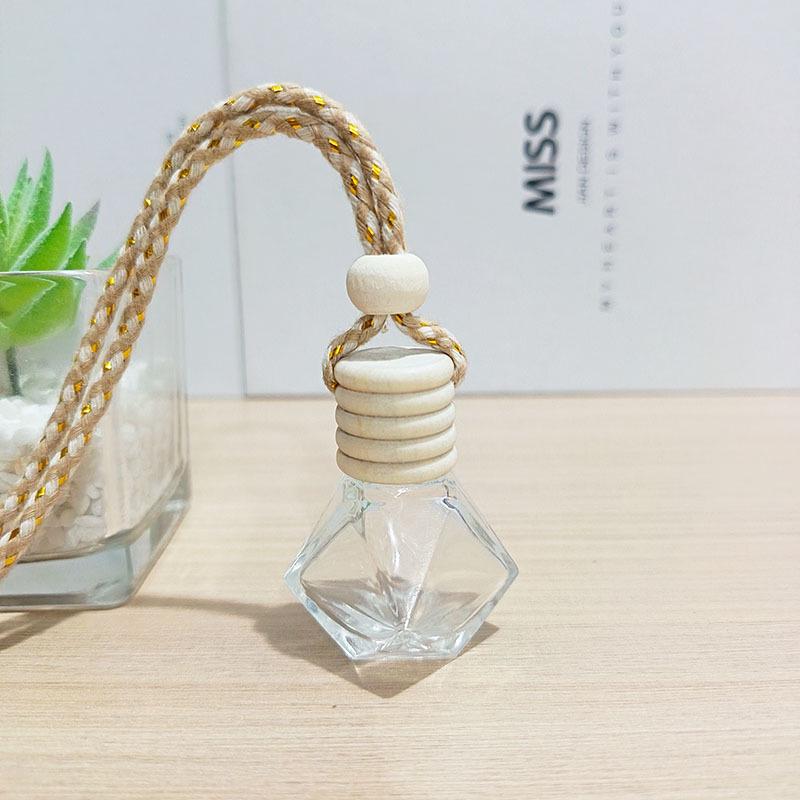 Clear Square Cap Car Perfume Bottle - Glass Pendant