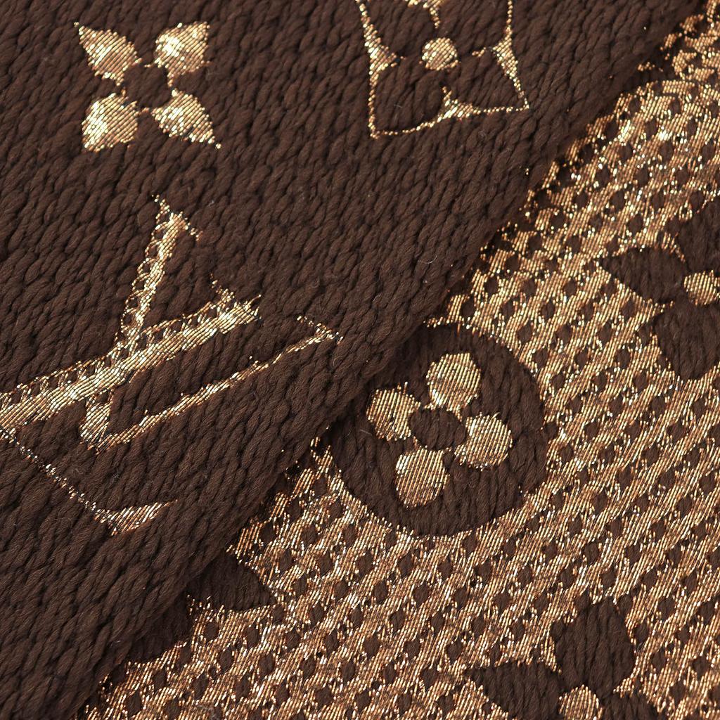 Great LOUIS VUITTON Scarf Escalp Logo Mania Shine Brown wool Women M71383 Used
