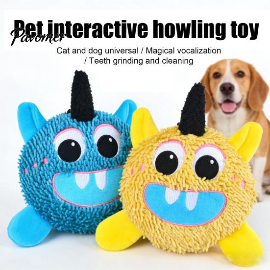 Funny Interactive Pet Gifts Cute Monsters Plush Squeaky Toy, Dog Molar Teeth Cleaning Toys Self Play Anxiety Relief Toy for Dogs Cats Small