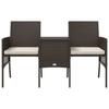 vidaXL 2-Sitzer-Gartensofa mit Tisch & Hocker Poly Rattan Braun