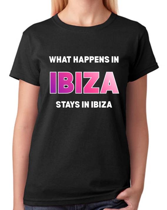 What Happens In Ibiza Stays In Ibiza Ladies T-Shirt Party Tee XS