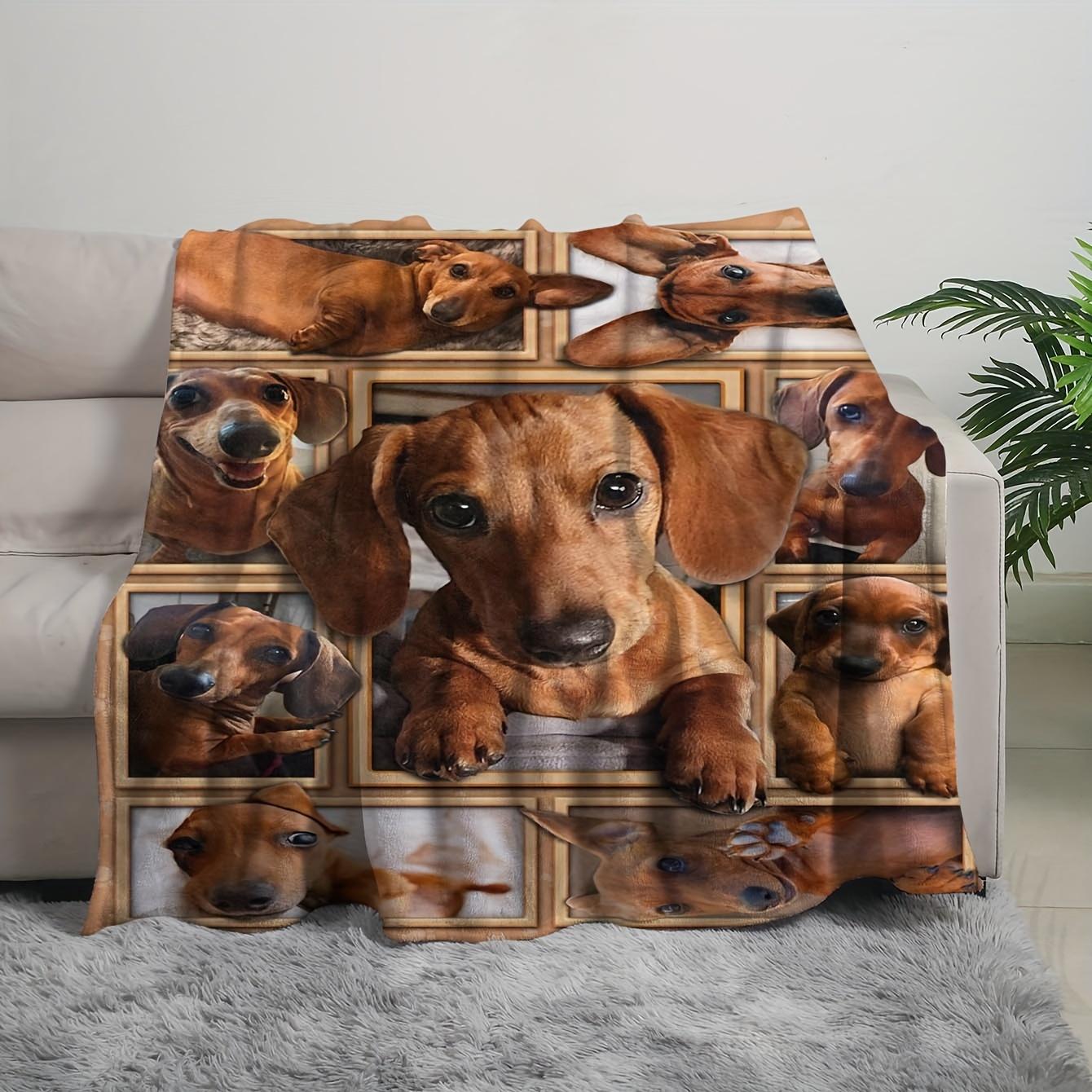 

1pc Cozy Dachshund Dog Throw Blanket - Super Soft, Lightweight, Warm, and Plush Flannel Blanket for Sofa, Bed, and Living Room Flannel 75 x 100