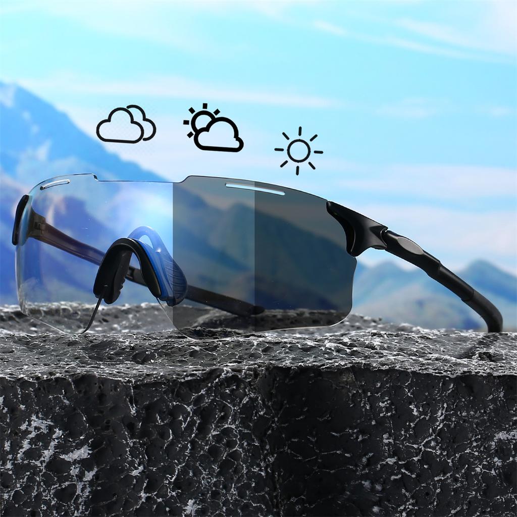Rimless Photochromic Sports Goggle Men Fashion Professional Cycling Sunglasses Women Trendy Outdoor Protective Shades