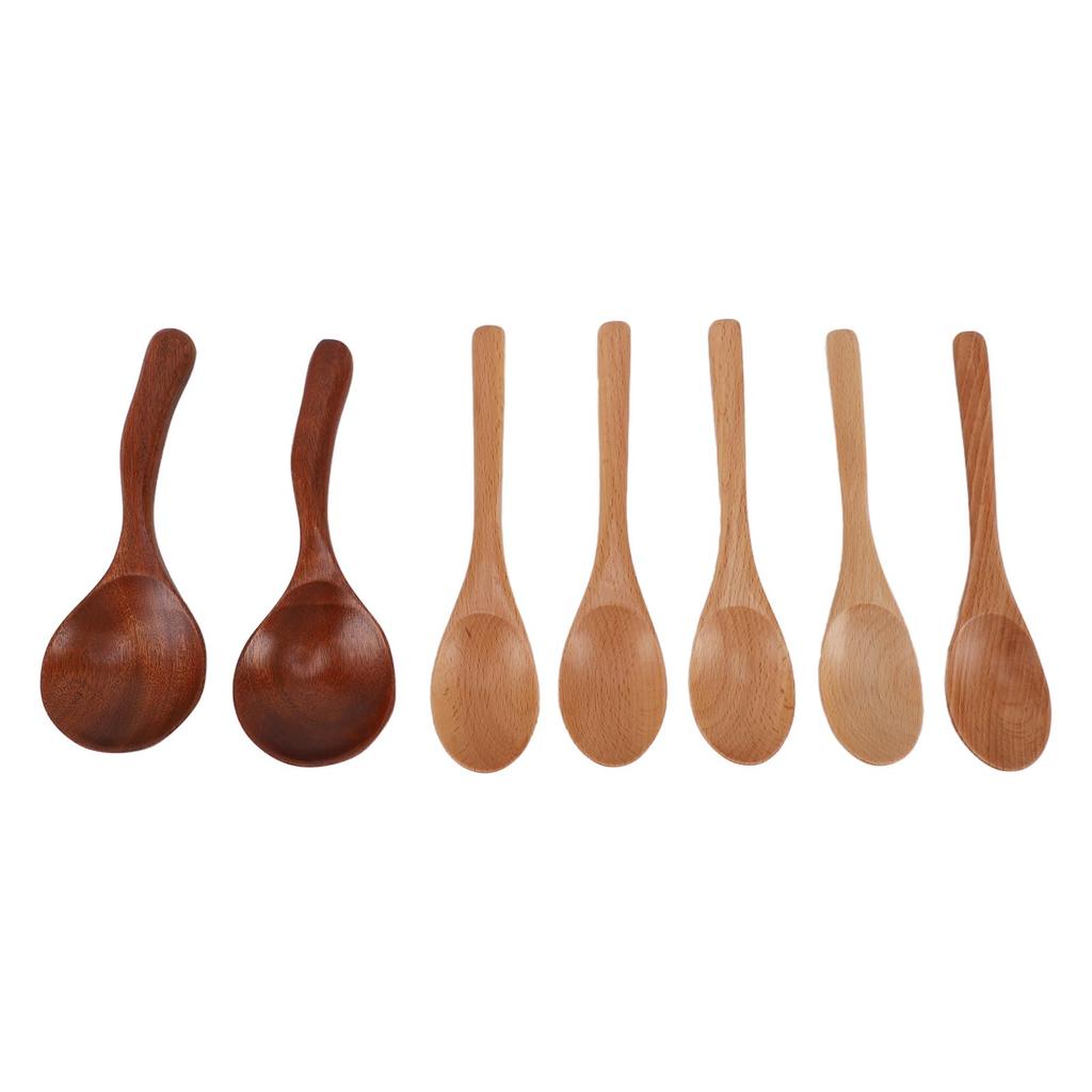 7 SZTUK Drewniane Łyżki Lite Drewno Naturalne Łatwe do Czyszczenia Łyżka Serwingowa Kuchenna do Gotowania Mieszania Mieszania