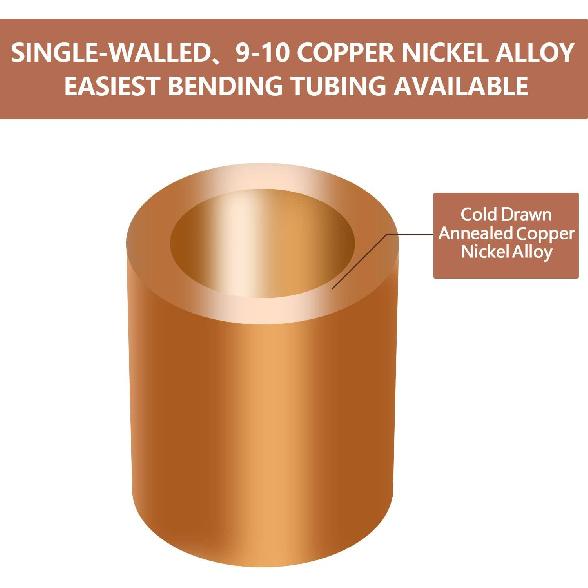 25 ft 1/4 True Copper-Nickel Alloy Brake Line Kit Complete Replacement Brake or Fuel Tubing (Includes 16 Fittings), Easy to hand bend (.028) Wall