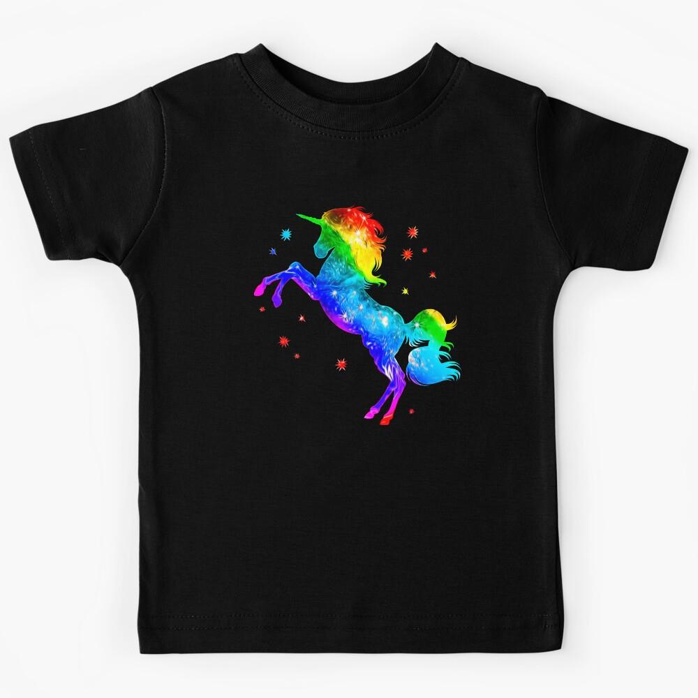 Rainbow Unicorn, stars, galaxy style, space Kids T-Shirt 100