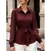 Women S Long Sleeve Shirt Lace Up Waist Casual Commute Blouse