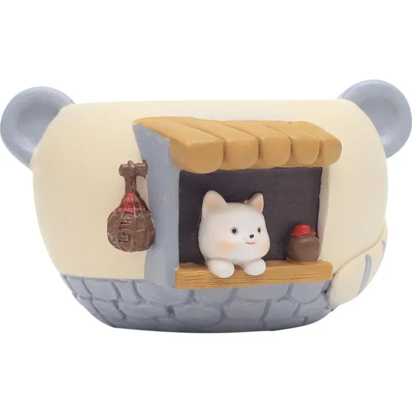 Small Flower Pot Creative Cute Pet Meaty Resin Flower Pot Decorative Ornament Fairy Garden Cat Fox Figurines Tabletop Decor