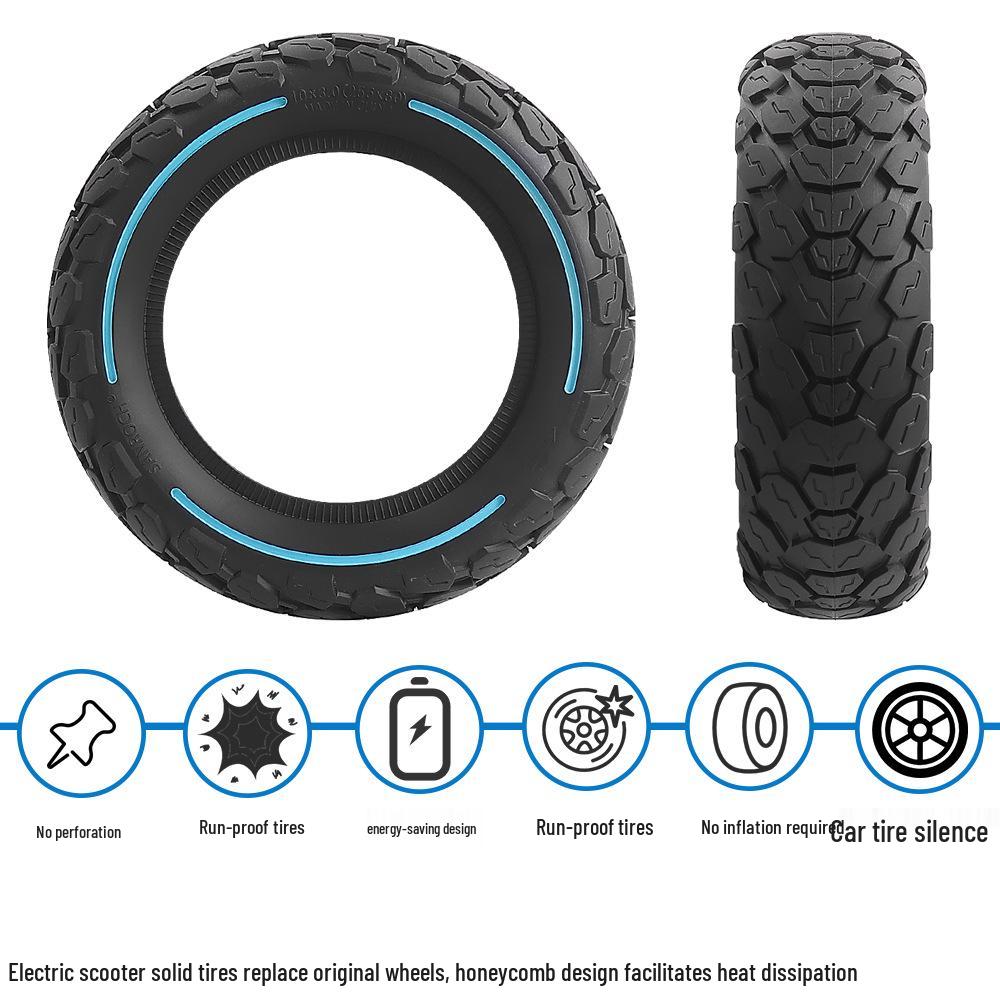 10X3.0 255x80 Solid Rubber Tire for ZERO10X/Kugoo Electric Scooter - Honeycomb Puncture-Proof Design