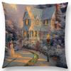 Newest American Countryside Oil Painting Cushion Cover Beautiful Scenery The Castle Lighthouse Sofa Throw Pillowcase