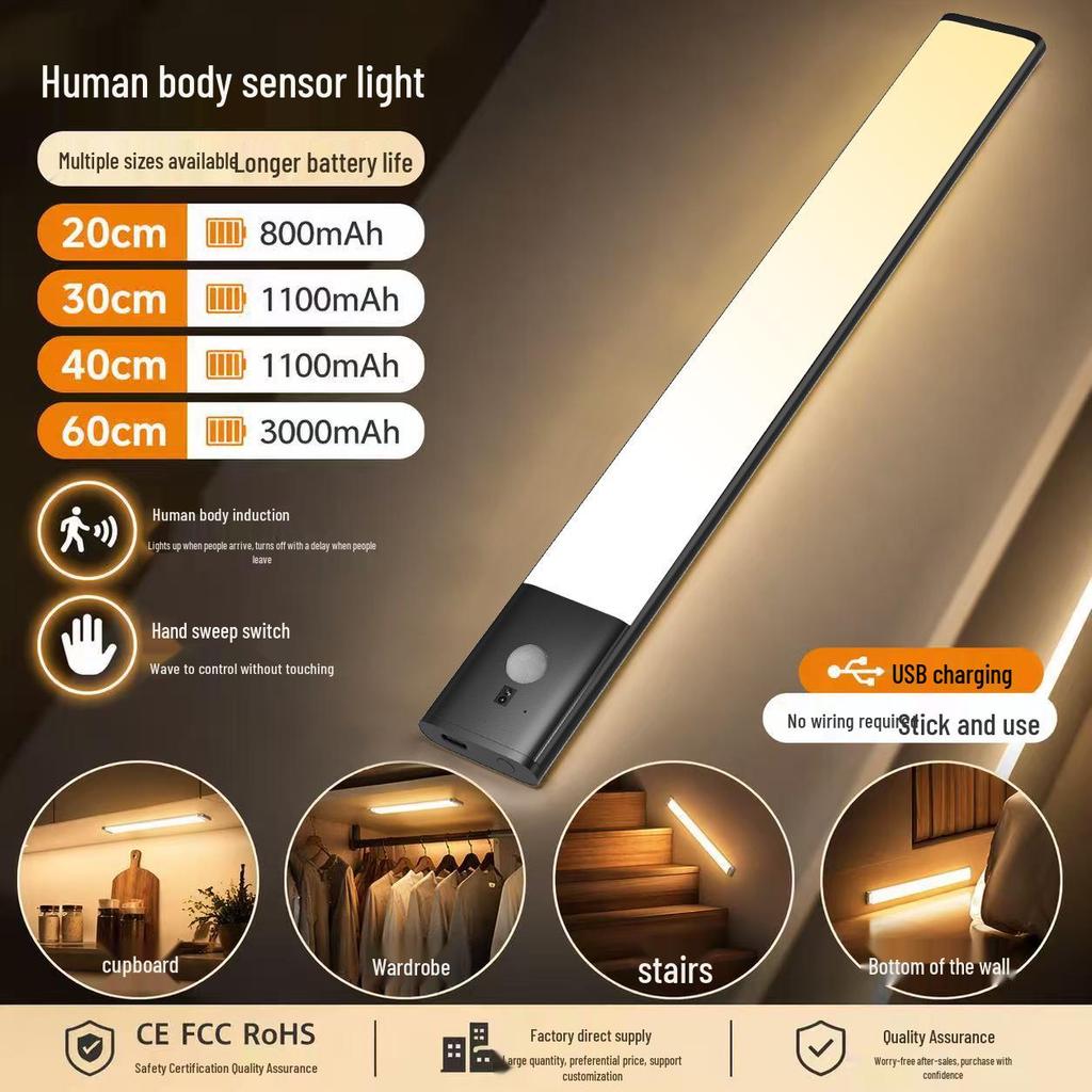USB Rechargeable LED Cabinet Light with Motion Sensor and Magnetic Adhesion