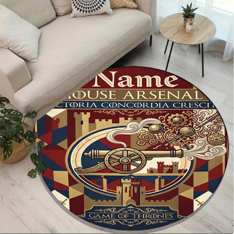 Custom Name Personalized Arsenal F.C Print Round Rug, Versatile Home Decor Carpet, for Playroom, Apartment, Balcony, Entryway, Hallway Gift