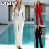 DICFY Damen Mode Freizeit Einfarbig Druck Sommer Frühling Langarm Hosenträgerhosen Overalls & Jumpsuits