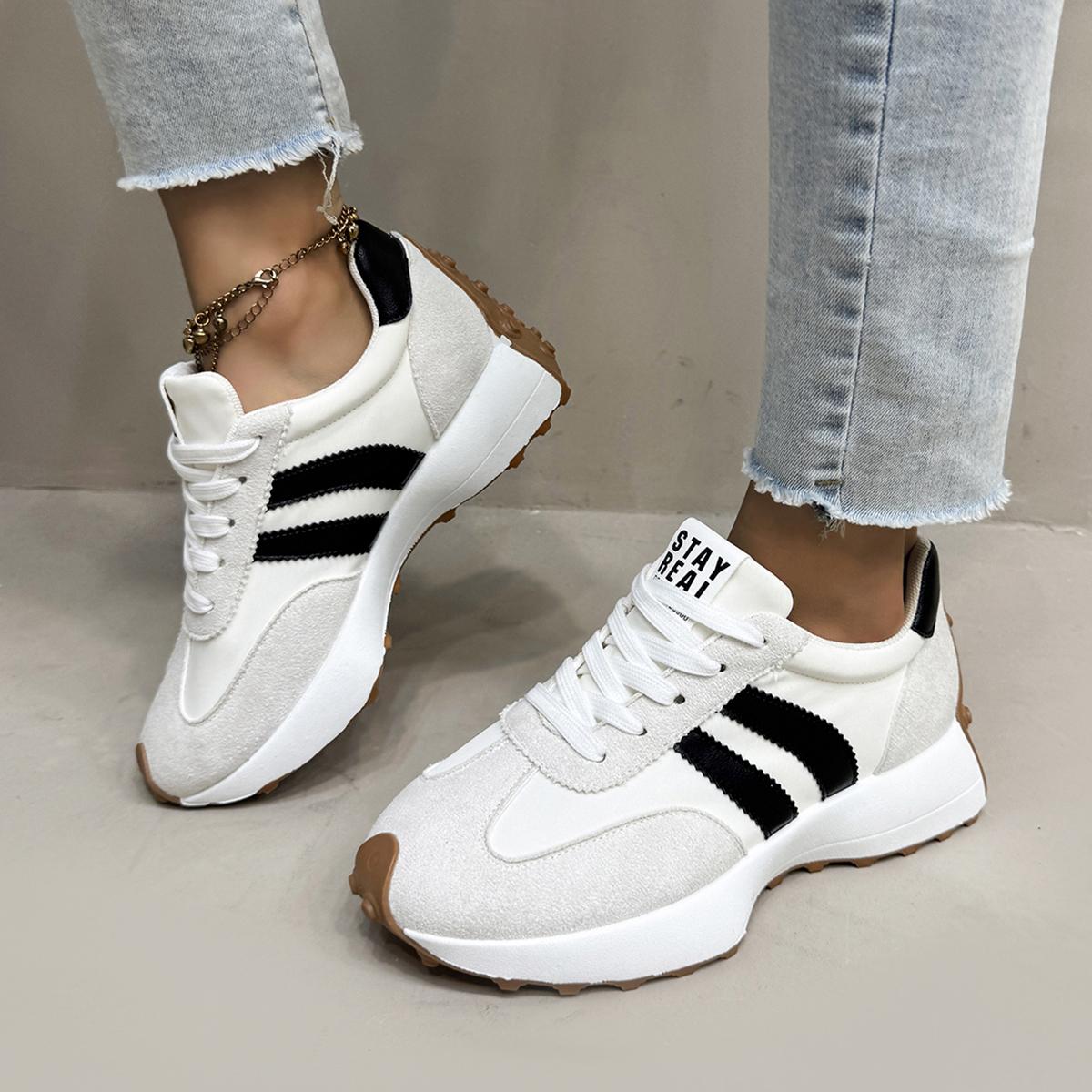 

Fashionable New Style Elegant Lace Up Casual Shoes Women Spring/Autumn Round Toe Thick Sole Anti Slip Comfortable Sports Shoes 36