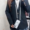 For iPhone 16 Pro Magnetic Case Ring Kickstand TPU+PC Phone Cover with Lanyard