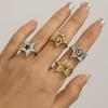 Personality Cute Hollow Five-pointed Star Spiral Couple Rings for Women Charm Geometry Pentagram Men Finger Jewelry Y2K Gift