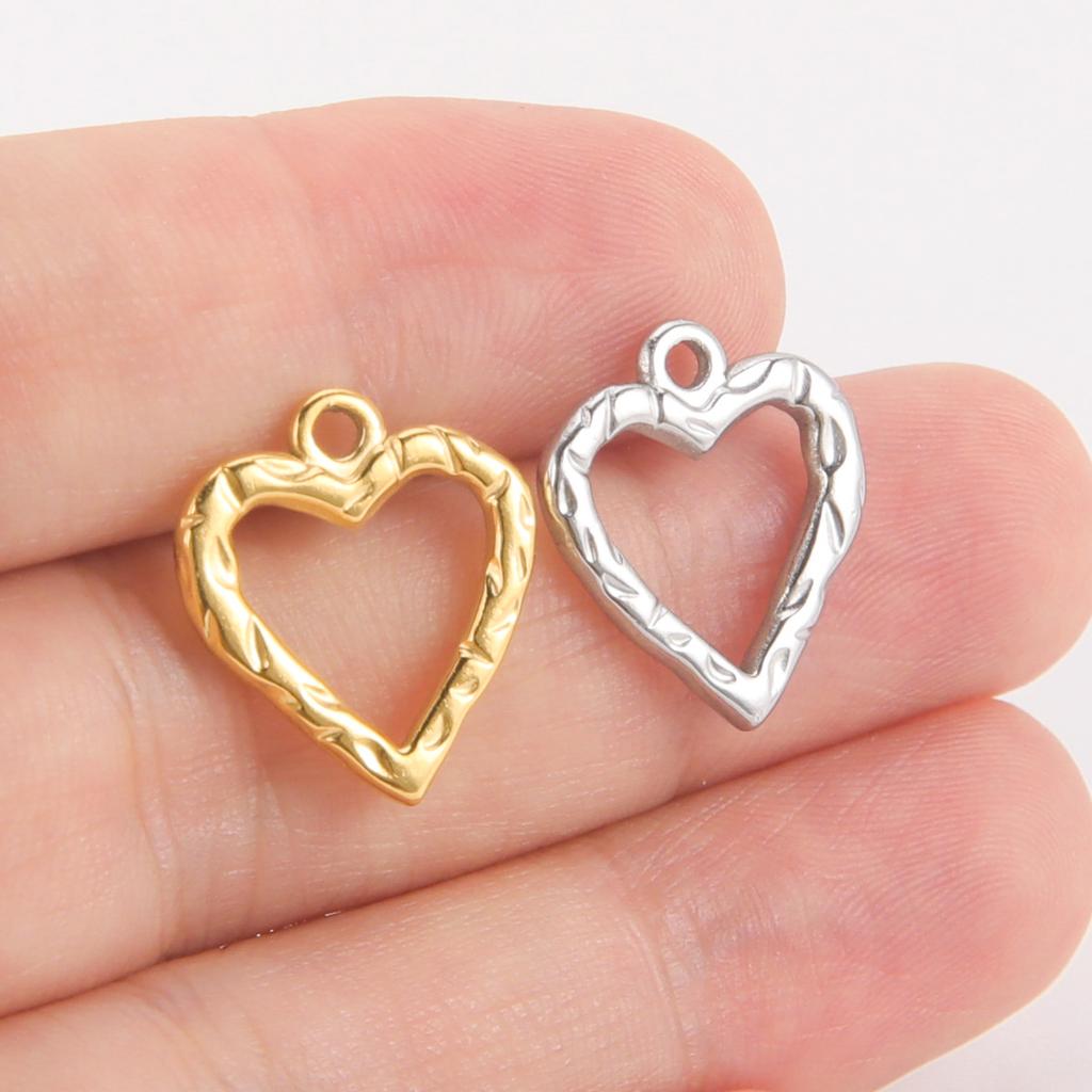 Teamer 5pcs/lot Love Heart Pendant Charms for Jewelry Making Stainless Steel Charms DIY Necklace Bracelet Accessories Supplies