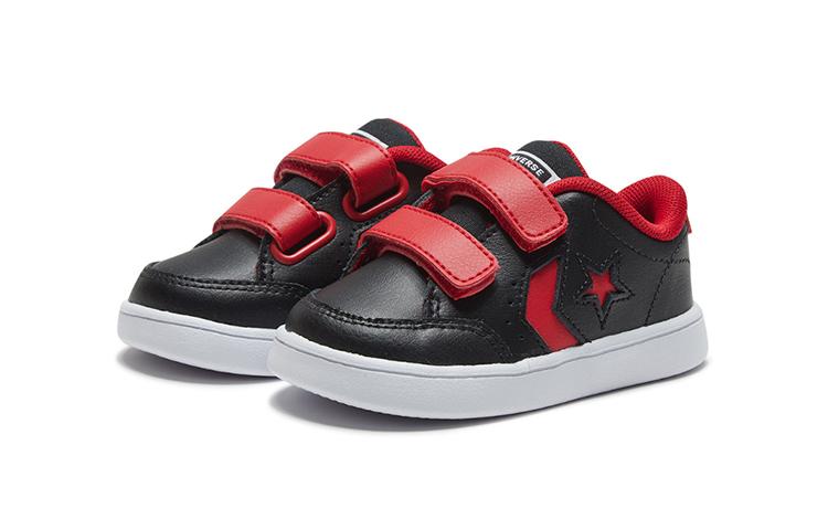 Converse Star Court 2V Hook and loop Low top Toddler Shoes Black Red Infant And Toddler 766485C