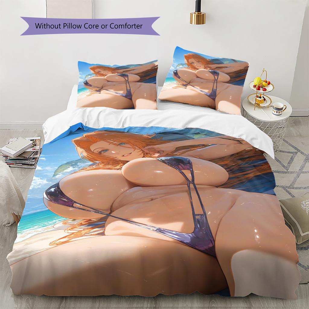Set Copripiumino Trapuntato con Motivo Anime Federe Decorazione Casa Regalo di Compleanno (1 * copripiumino + 2 * federa, senza nucleo)