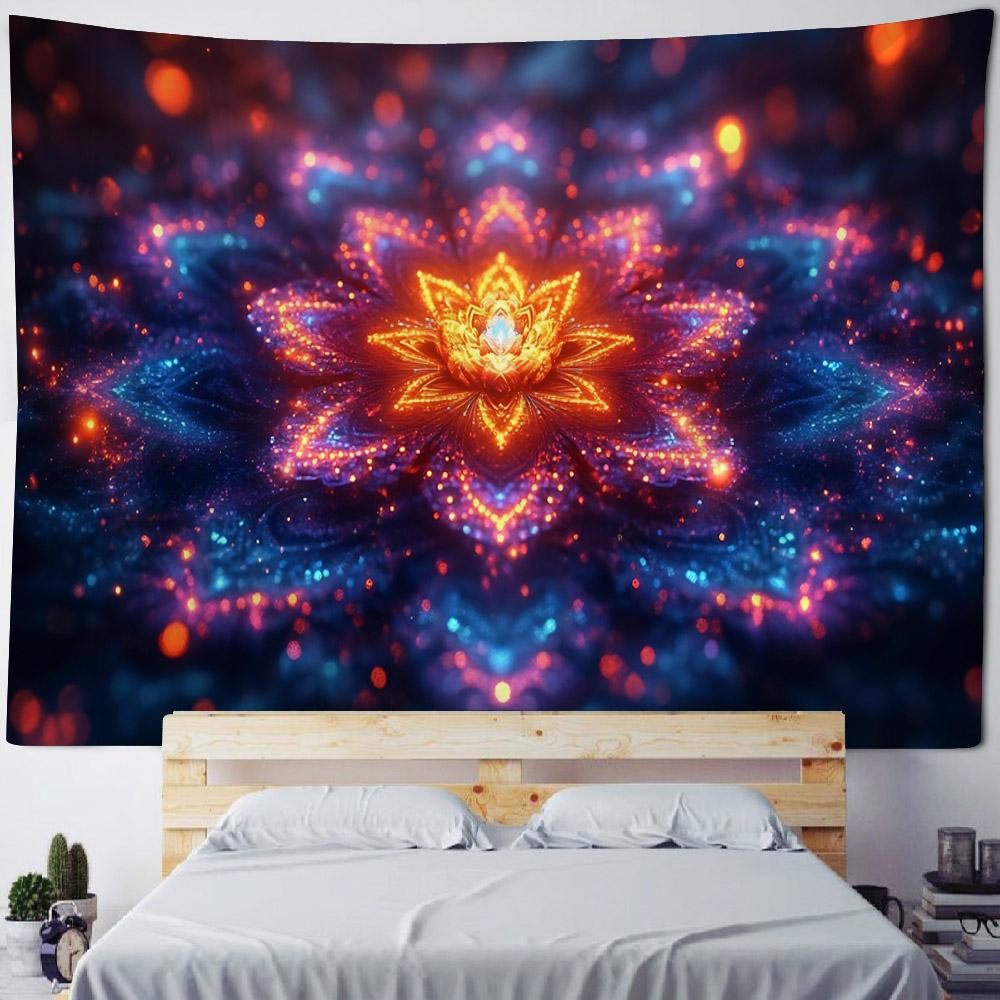 Psychedelic mandala tapestry geometric fractal kaleidoscope art wall hanging cloth hippie bohemian home decoration bed sheet
