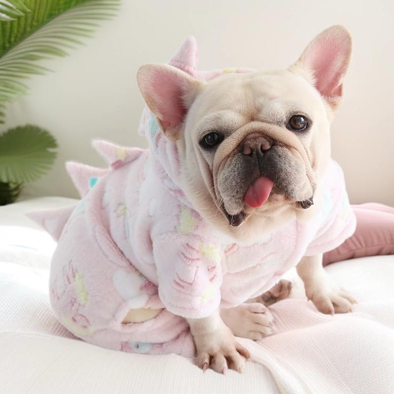Petstyle French Bulldog Soft Dinosaur Fleece Pajamas Pet Clothes English Pug Corgi