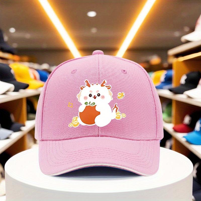 Cute White Dragon Hugging Money Bag Baseball Cap Polyester Adjustable Streetwear Outdoor Unisex Adult Fashion Cap