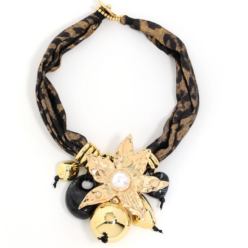 Statement Leopard Necklace Flower Pendant for Woman Girl Wedding Party Jewelry