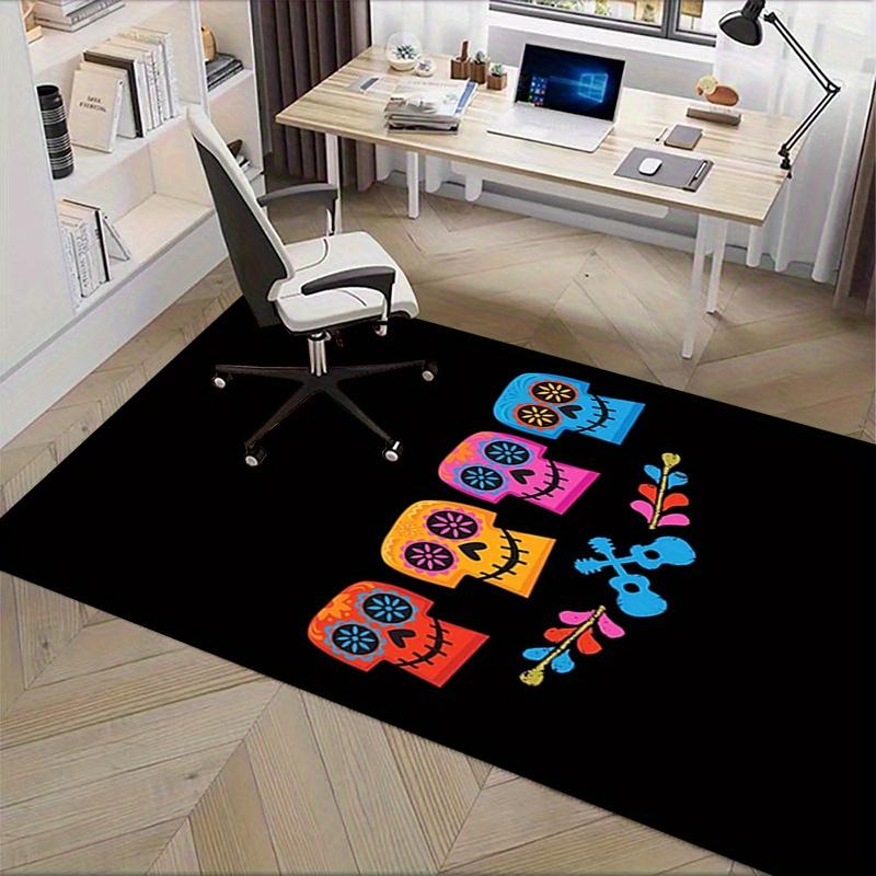 Office Rug Sugar Skulls, Day of the Dead Theme 3D Printed Anti-Slip Rug-Machine Washable for Living Room