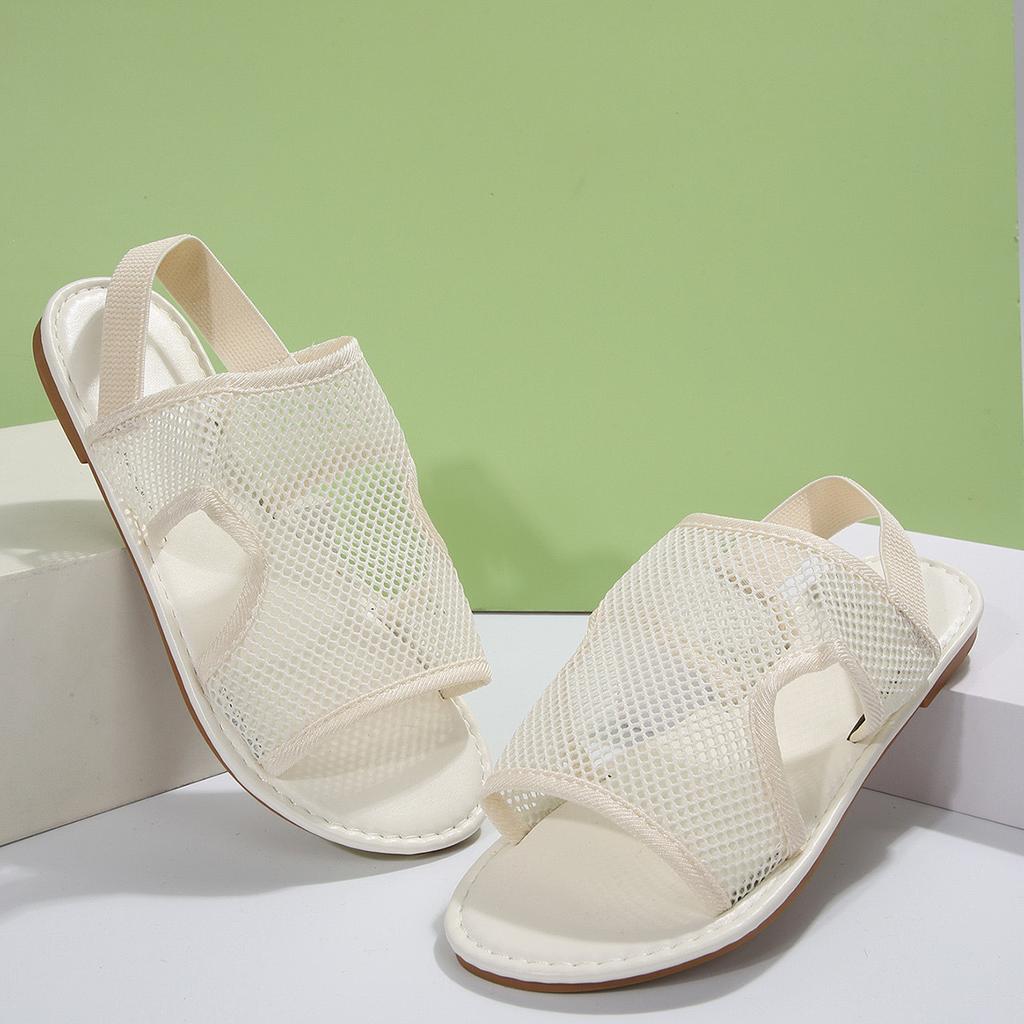 New Summer Flat-Bottomed Breathable Mesh Sandals Women'S Large-Size Casual Beach Cool Slippers Size 43