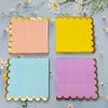 50Pcs Disposable Napkins Solid Color Lace Hot Stamping Square Handkerchief  Holiday Party Birthday Square Handkerchief  Tissue