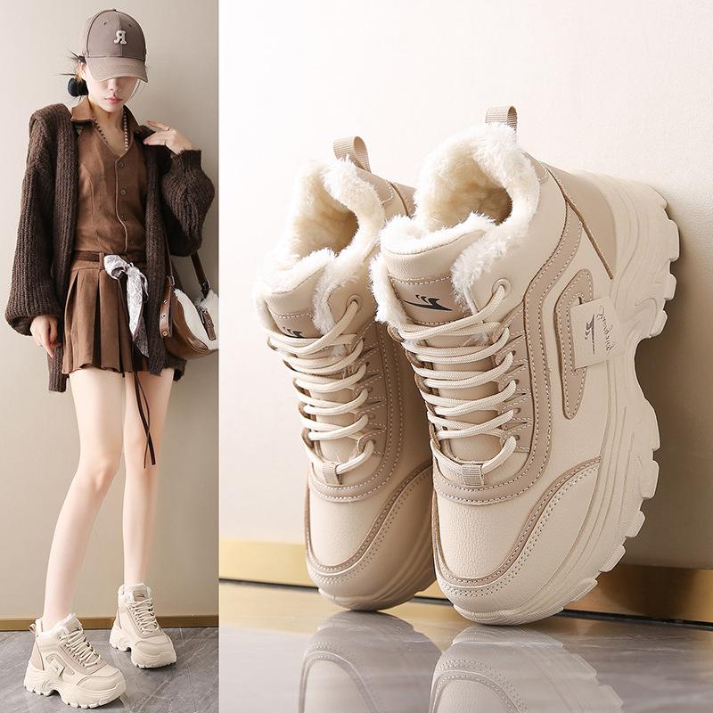 Damesko Størrelse Vinter Varm Pels En Snøstøvler Polstret Fôr Ankelstøvletter Sklisikre Fotturer Sport Bomullsstøvler