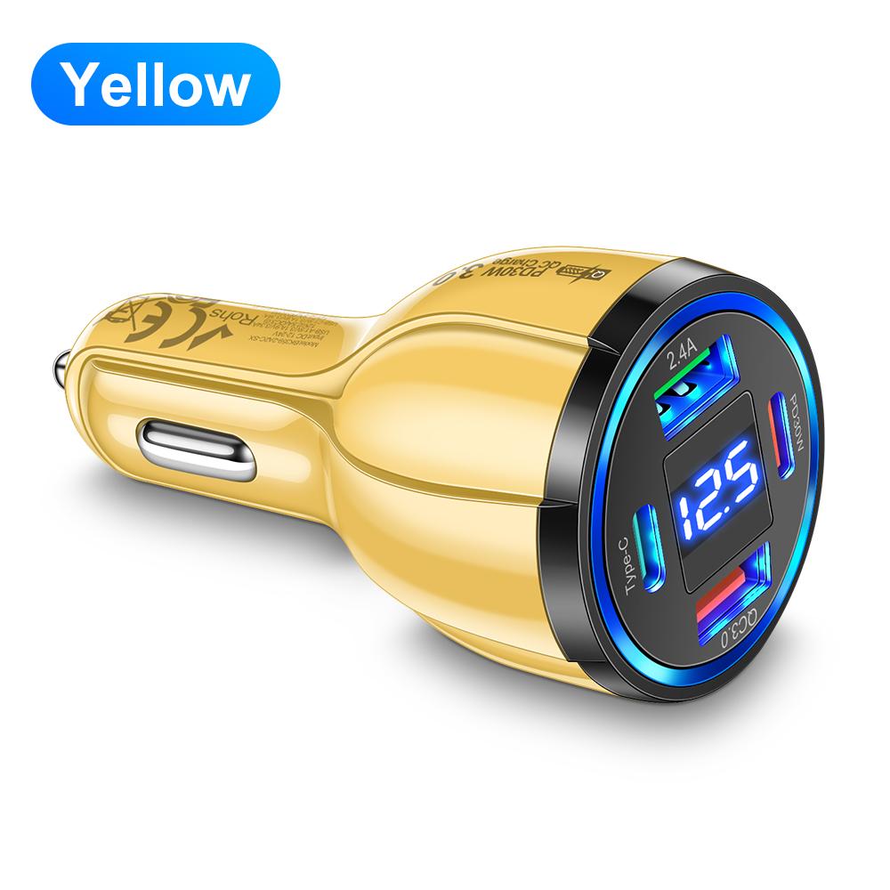 

30W Type C USB Car Charger Fast Charging For iPhone15 Pro Max Xiaomi 14 Samsung Huawei Quick Charge 3.0 Car Mobile Phone Charger жовтий