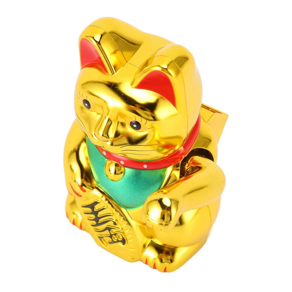 4in Feng Shui Fortune Cat Golden Car Dashboard Cat Ornament Car Interior Ornament