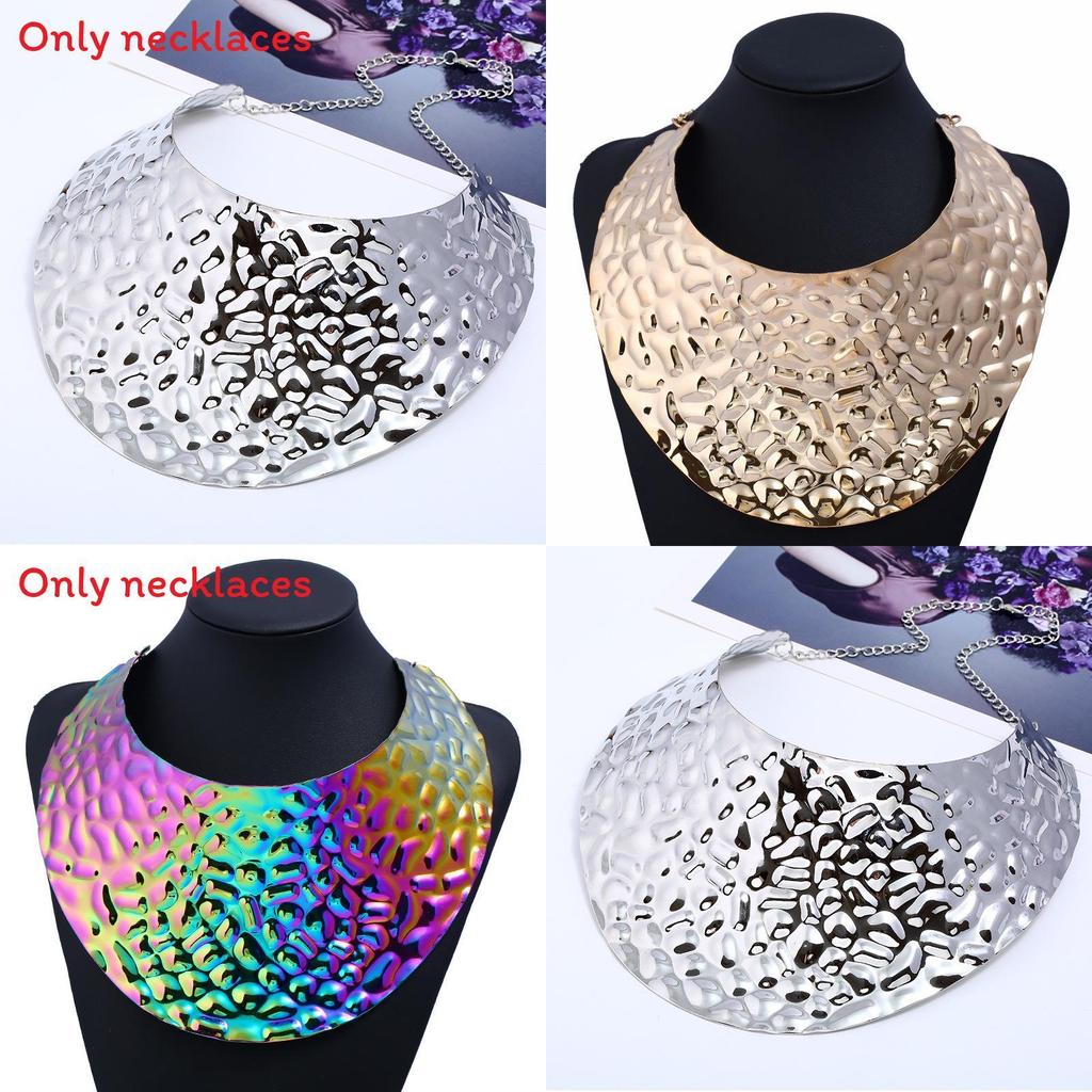 Fashionable Colorful Embossed Metal Disc Design Women Necklace For Punk Fashion And Vintage Style
