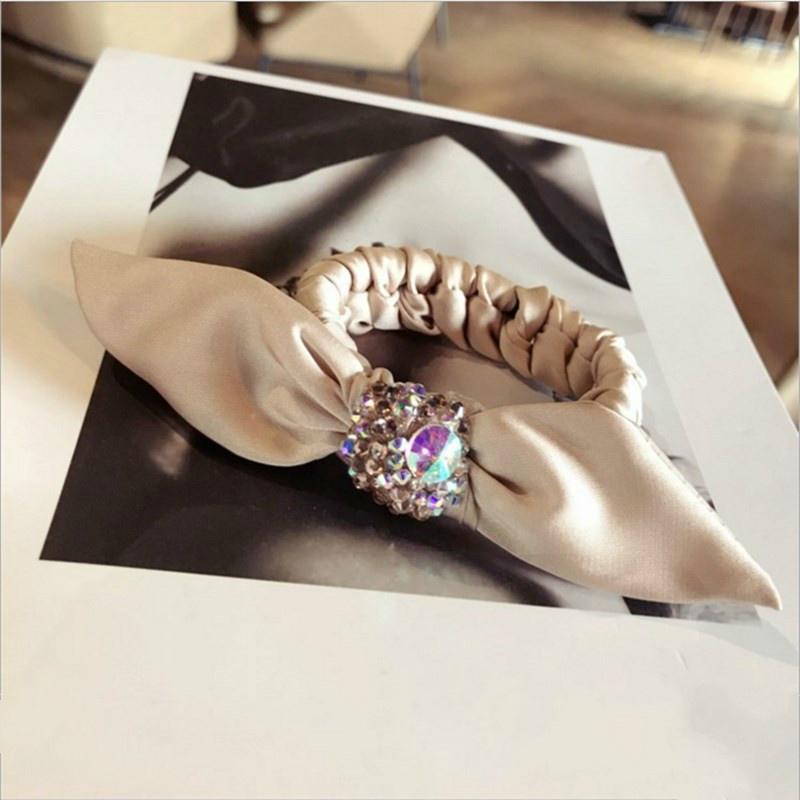 Hair Accessories Rhinestone Super Flash Bow Rabbit Ears Hair Rope Women Hair Ring