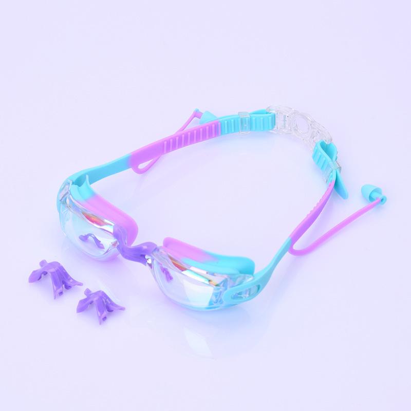 2025 Silicone Children's Waterproof Anti-Fog Swimming Goggles with Electroplating High-Definition Lenses