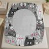 3pcs Black And White Cats Fitted Sheet Sets Cartoon Cat Pattern 3D Printed 100%  Polyester Flat Sheet With 2 Pillowcases