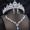 Opal Blue Tiaras Sets Bridal Jewelry Set for Princess Wedding Crown and necklace earring Prom Birthday Dress Costume Accessories